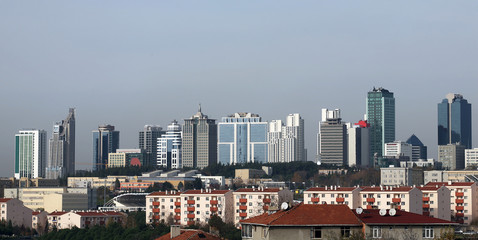 Naklejka premium Modern office buildings in Istanbul, Turkey.