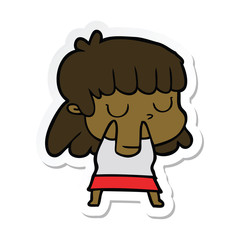 sticker of a cartoon indifferent woman