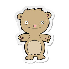 sticker of a cartoon happy little teddy bear