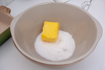 bowl of ingredients in a kitchen