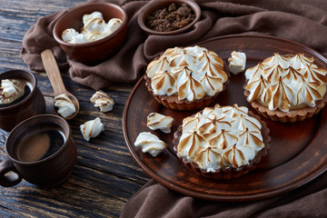 close-up of Lemon meringue chocolate mini pies