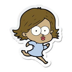 sticker of a cartoon girl pouting