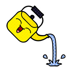 comic book style cartoon pouring kettle