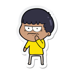 sticker of a cartoon annoyed man