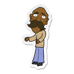 sticker of a cartoon lonely old man