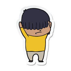 sticker of a cartoon boy with untidy hair