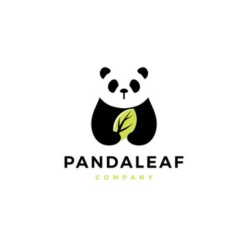 Panda Leaf Logo Vector Icon Illustration