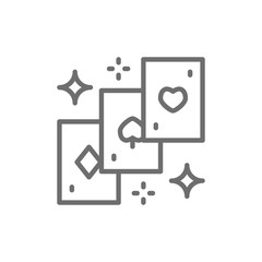 Magic playing cards line icon.