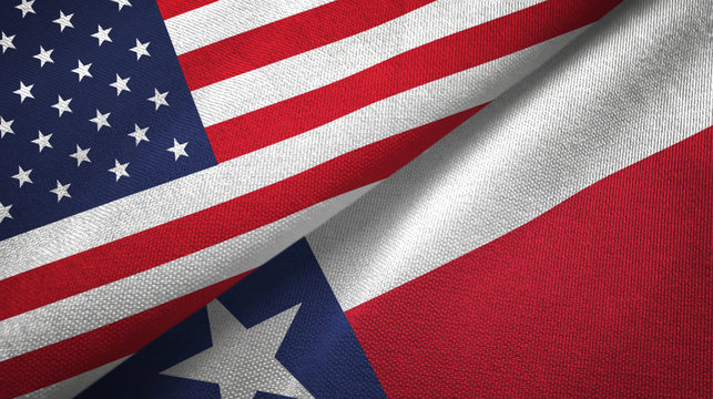United States and Texas state two flags textile cloth, fabric texture