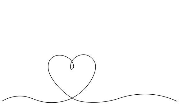 Heart one line drawing isolated on white background, vector illustration.