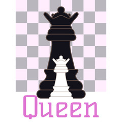 Chess queen with chess board