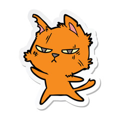 sticker of a tough cartoon cat