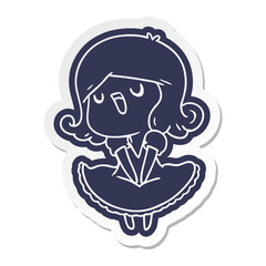 cartoon sticker of a cute singing kawaii girl