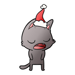 talking cat gradient cartoon of a wearing santa hat