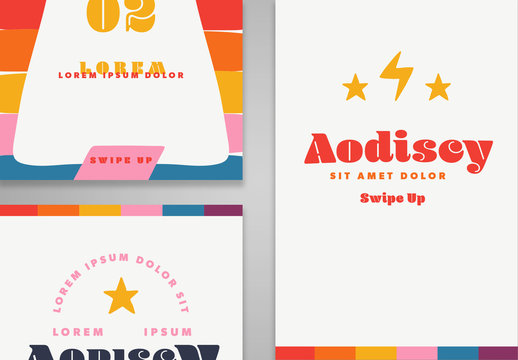 Eight Social Media Post Layouts with Rainbow Elements