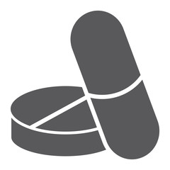 Pills glyph icon, medical and pharmaceutical, capsule sign, vector graphics, a solid pattern on a white background.
