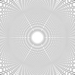Spherical shape. 3D illusion. Convex pattern. Op art architectural background.