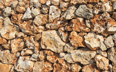 Wall of sand stones on Malta.