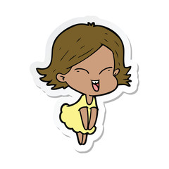 Obraz premium sticker of a happy cartoon girl
