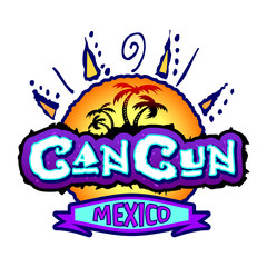 Cancun Mexico Vector Icon, Emblem Design