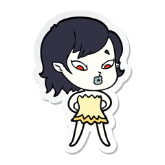 Obraz premium sticker of a cute cartoon vampire girl