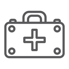 First aid kit line icon, medicine and emergency, medical box sign, vector graphics, a linear pattern on a white background.
