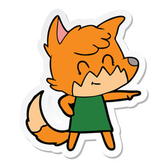 sticker of a cartoon happy fox