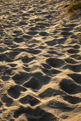 Texture of sand and footprints in the sand