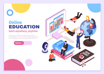 Online Education Isometric Poster