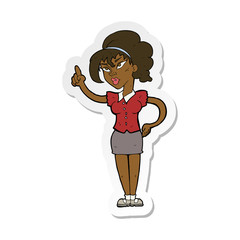 sticker of a cartoon woman with idea