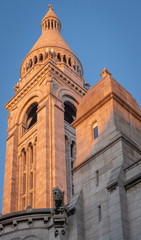 Paris, France - 02 24 2019: Montmartre at sunset. Details of Sacred heart