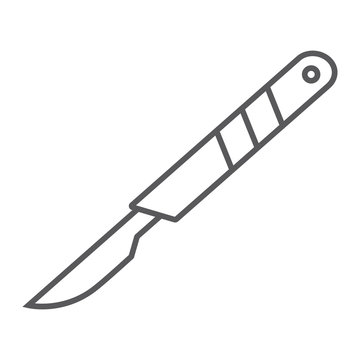 Scalpel thin line icon, cut and surgeon, medical blade sign, vector graphics, a linear pattern on a white background.