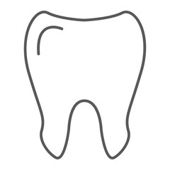 Tooth thin line icon, medicine and dentist, dental sign, vector graphics, a linear pattern on a white background.