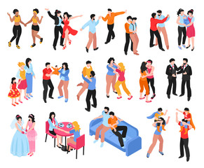 Homosexual Families Isometric Icons Set