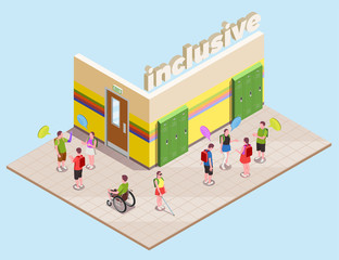 Inclusive Education Isometric Composition