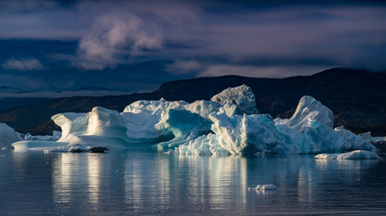 Greenland icerberg in Disko bay at sunset 