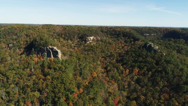 Red River Gorge rock formations in Slade, Kentucky, aerial