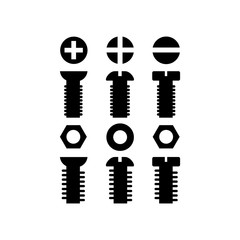 Silhouettes of bolts and nuts