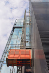 construction elevator on building