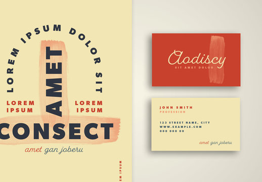 Stationery Layout Set with Brush Stoke Elements