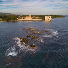 Lerrins Abbaye in French Riviera from the sea and above
