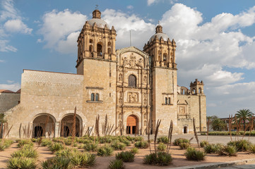 Fototapeta na wymiar Main Cathedral in Oaxaca, Mexico. Old Catholic Church called Santo Doming de Guzman