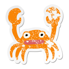 distressed sticker of a cartoon crab