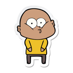 sticker of a cartoon bald man staring
