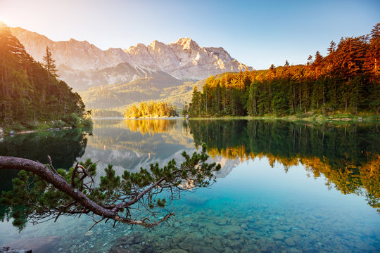 Scenic surroundings near famous lake Eibsee.