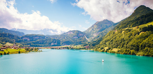 Scenic surroundings near the town resort Lungern. Swiis alps.