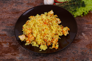 Traditional Pilaf with chicken and carrot