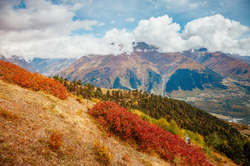 Scenic surroundings of main Caucasus ridge. Location Upper Svaneti, Georgia country Europe.