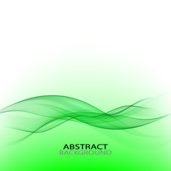  Vector green lines wavy waves on abstract background