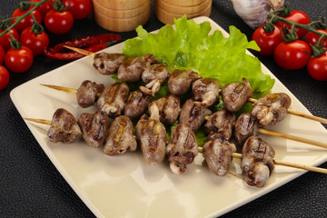Chicken hearts skewer